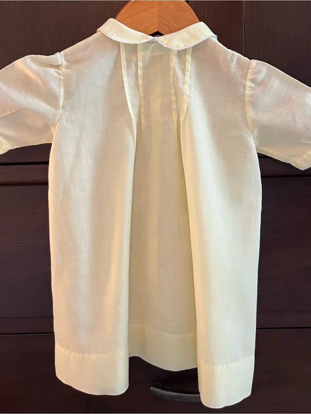 Vintage Pale Butter Yellow with  Embroidered Collar Kids Dress by Feltman Bros